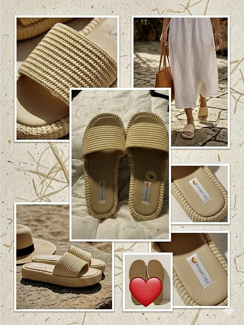 C&C California Barista Platform Slide Sandals Beige